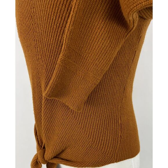 Anthropologie Moth Freeport Tie Front Sweater Sz XS Rust Plunge Neck Long Sleeve - Picture 10 of 14